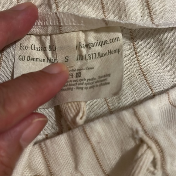 Rawganique Elastic-Free Hemp Bermuda Shorts Natural Ivory Stripes Breathable-S - Picture 9 of 9